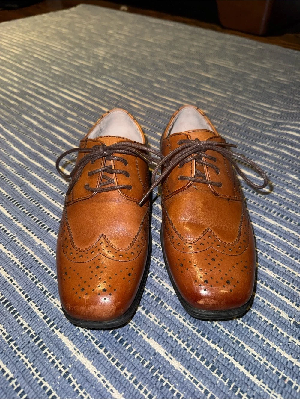 Florsheim Brown Leather Wingtip Brogue Oxfords for little kids